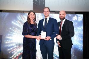 revive ni owner, mark pronger, accepting the small business of the year award